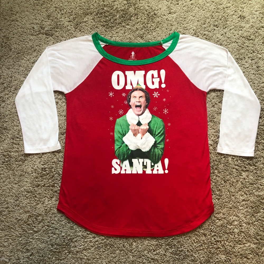 Christmas Buddy the Elf OMG Santa baseball shirt